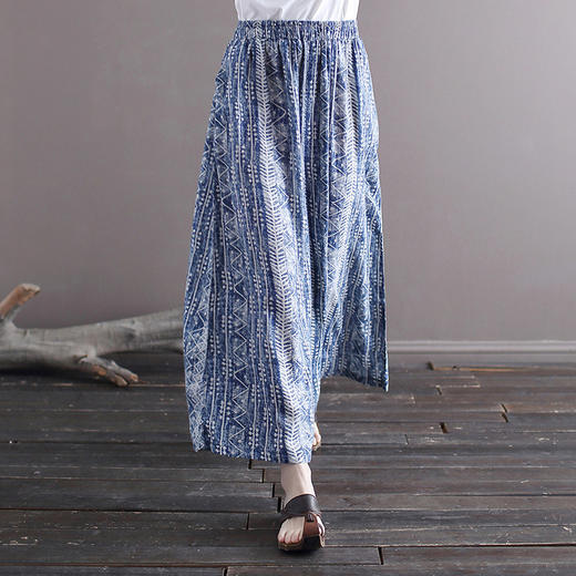 XM-02035原创复古蜡染民族风宽松数码印花裙裤 商品图2