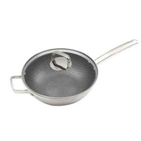 cizzle喜时不粘锅炒锅家用304不锈钢网纹炒菜锅电磁炉煤气灶通用