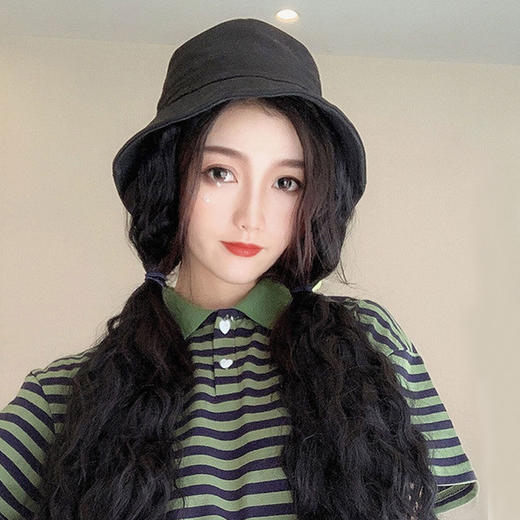 假发女长发帽子一体女春夏时尚网红自然全头套泡面羊毛卷新式发套 商品图5