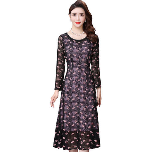 WXY-JR-3273W新款时尚优雅气质修身桑蚕丝刺绣连衣裙 商品图3