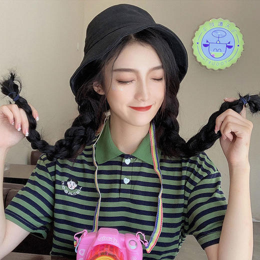 假发女长发帽子一体女春夏时尚网红自然全头套泡面羊毛卷新式发套 商品图7