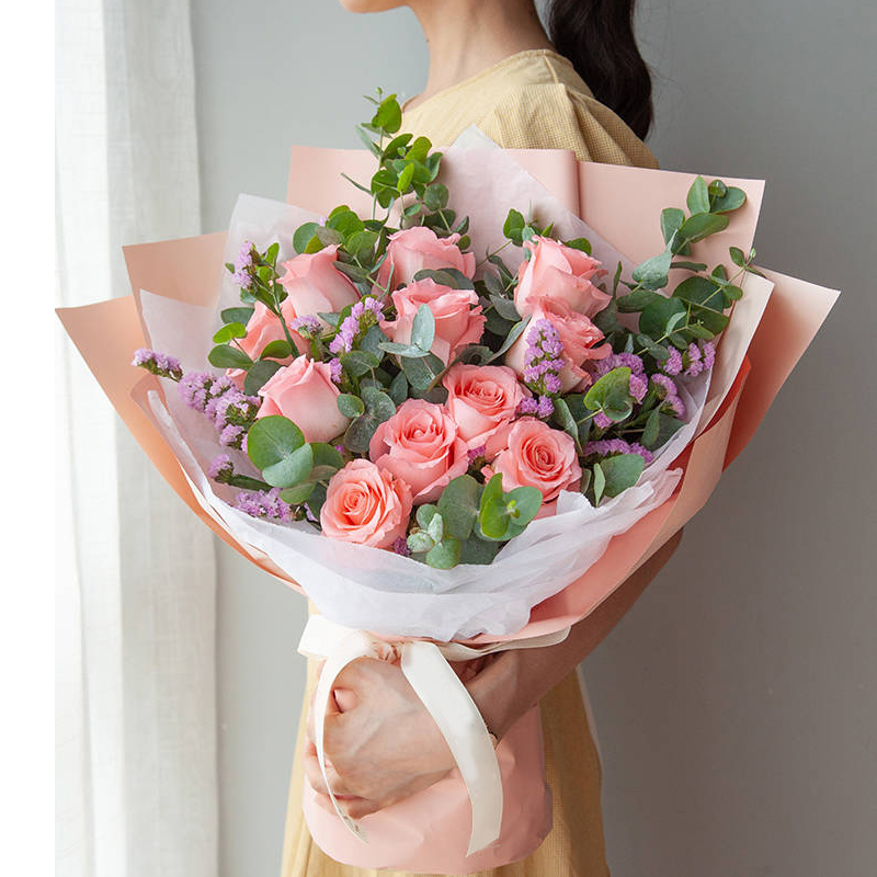 11枝红粉玫瑰混搭精美花束送女友老婆爱人暗恋对象生日告白求婚七夕情人节结婚周年纪念日送花
