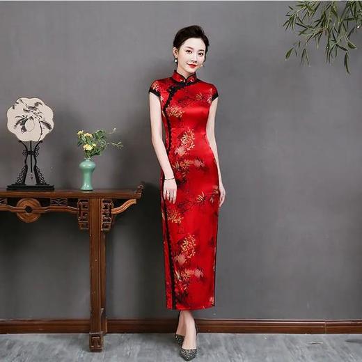 HQ-优雅大气显瘦印花真丝旗袍 商品图2