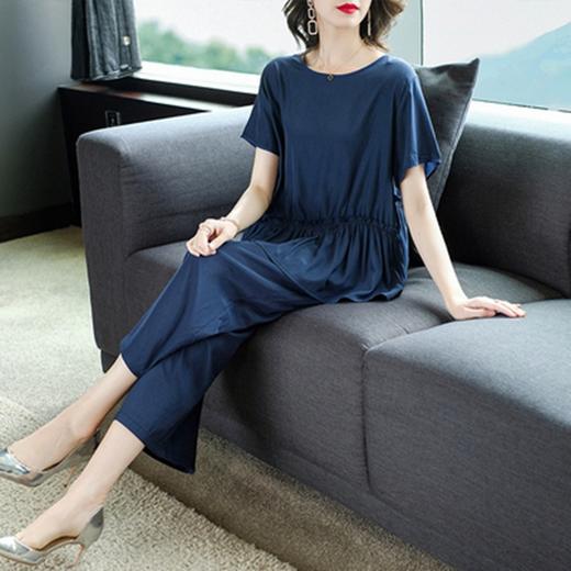 NYL-130011设计感时尚新款大码胖mm减龄短袖上衣+阔腿裤套装 商品图1