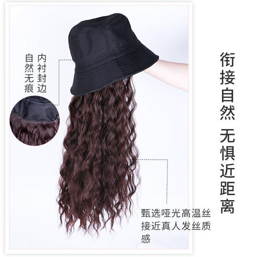 假发女长发帽子一体女春夏时尚网红自然全头套泡面羊毛卷新式发套 商品图3