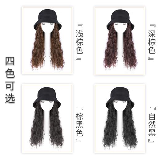 假发女长发帽子一体女春夏时尚网红自然全头套泡面羊毛卷新式发套 商品图2