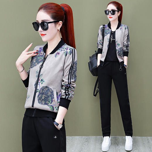 ZYSP-9127SDWE新款韩版时尚印花休闲运动装三件套 商品图2
