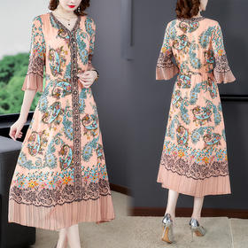 AHM  yyjp5360时尚气质花色宽松大摆印花裙【限量】