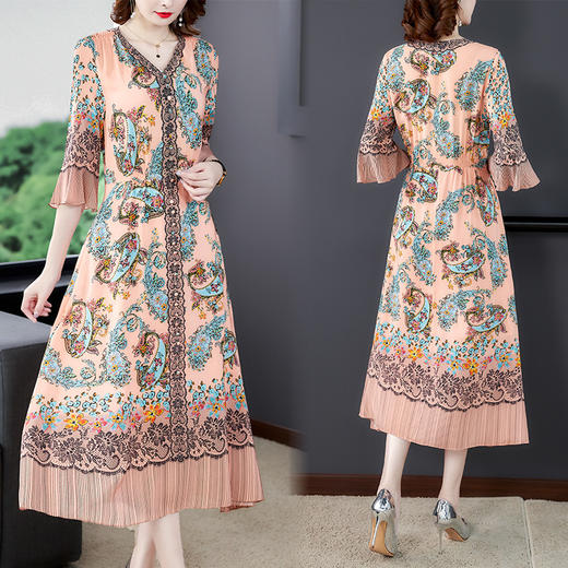 AHM  yyjp5360时尚气质花色宽松大摆印花裙【限量】 商品图0