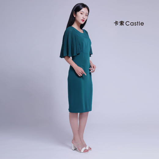 卡索中袖连衣裙af2232522296深绿
