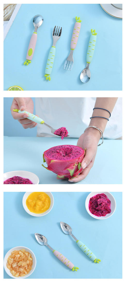 ckbebe儿童宝宝餐具婴儿刮苹果泥勺子套装辅食勺子硅胶刮水果泥工具神器JPY带授权招加盟代理 商品图10
