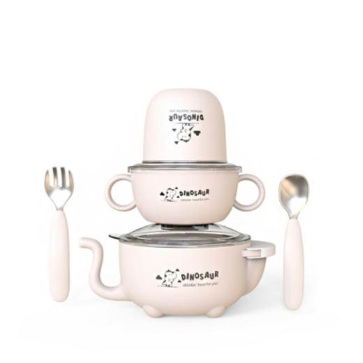 【品牌直供】CKBEBE宝宝316不锈钢保温碗注水碗套装蓝色粉色混发6件套JPY带授权招加盟代理 商品图0