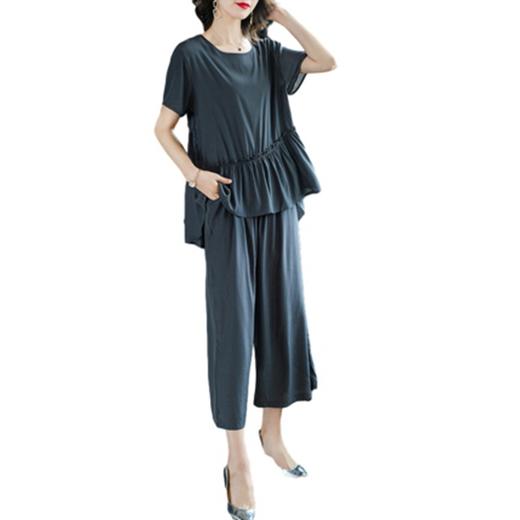 NYL-130011设计感时尚新款大码胖mm减龄短袖上衣+阔腿裤套装 商品图4