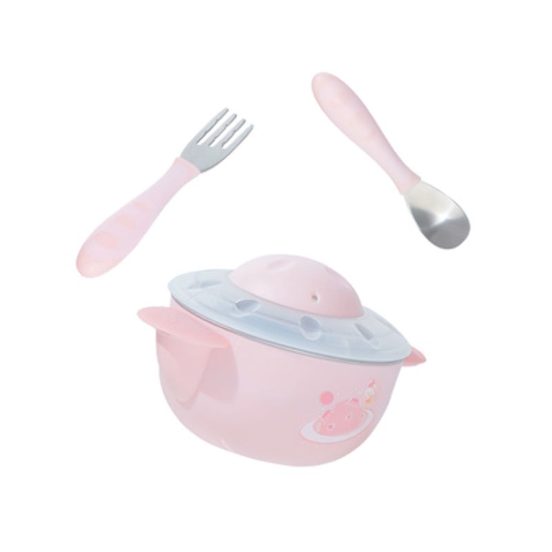 好孩子儿童不锈钢餐具4件套(注水碗+叉+勺+叉勺盒)颜色混发JPY带授权招加盟代理