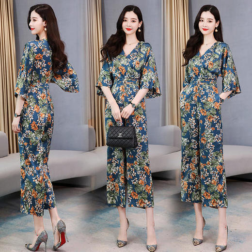 CQ-RSLD8101新款时尚短袖宽松气质印花连体裤 商品图3