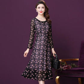 WXY-JR-3273W新款时尚优雅气质修身桑蚕丝刺绣连衣裙