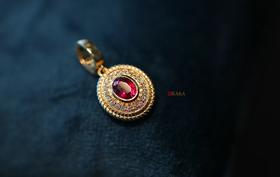 无烧鸽血红红宝石可打开挂坠