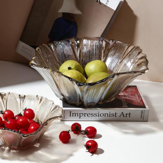 【果盘】*花瓣创意水晶果盘现代简约客厅家用茶几大号个性玻璃水果盘零食碟 商品图0