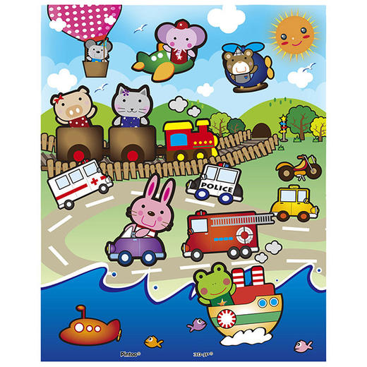 【折扣商品 不退不换】20片 儿童拼图 T1008 动物噗噗车 商品图0