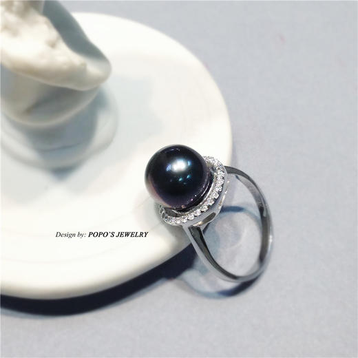 【每日特选】14K白金大溪地黑珍珠钻石戒指(预约看货) 商品图4