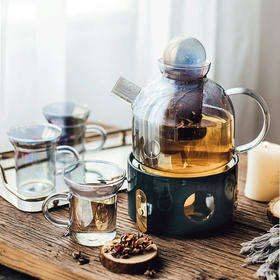 创意七彩玻璃花茶壶耐热煮茶器家用冷水壶反口杯子果汁杯套装
