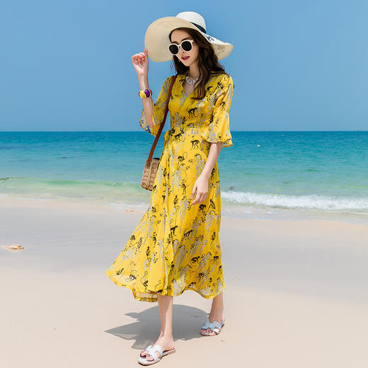 WZNH-ARX5818新款海边度假波西米亚长款超仙甜美连衣裙 商品图0