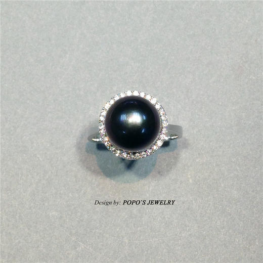 【每日特选】14K白金大溪地黑珍珠钻石戒指(预约看货) 商品图6