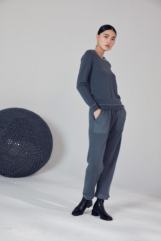  秋冬 圆领手钩花羊绒女套衫 SJF92W165N 商品图3