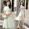 WZNH-XBL825新款小清新雪纺气质中长款大摆修身裙子 商品缩略图1
