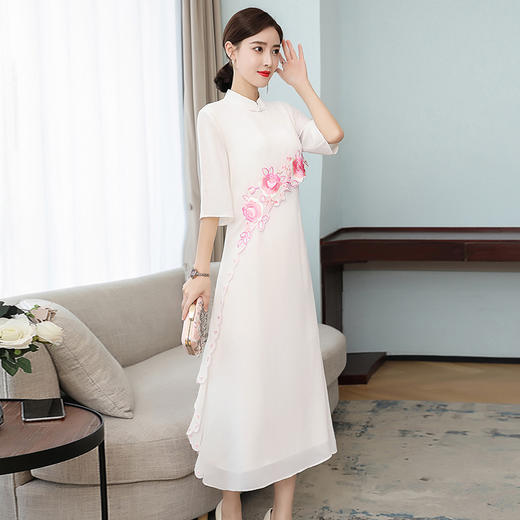 2020改良版旗袍连衣裙夏中国风复古女装裙子仙女裙xy513