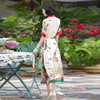 WY-0832真丝  2020夏新款大码印花单排扣小众印花桑蚕丝连衣裙 商品缩略图4