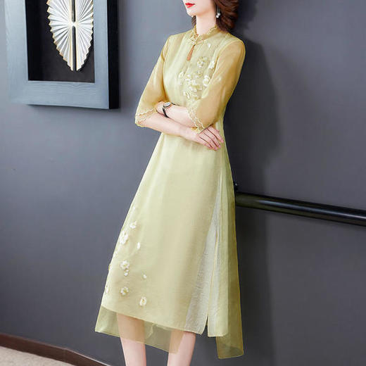 HT-XYX5336新款夏季仿桑蚕丝，气质花朵改良款旗袍裙 商品图2