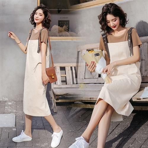 WZNH-HSYL1913时尚新款牛仔背带裙两件套减龄女套裙 商品图0