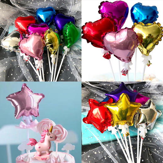 蛋糕装饰气球插件  闪耀彩色铝箔气球 派对蛋糕装饰插件 甜品台 商品图0