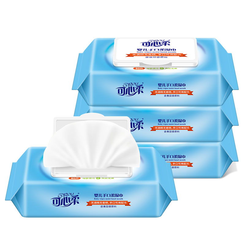 可心柔 婴儿湿巾手口屁专用湿巾宝宝新生儿湿纸巾80抽/包