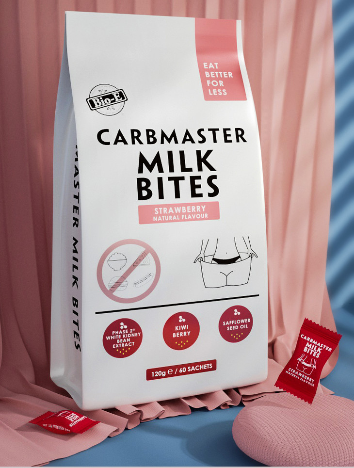 澳洲进口bioe白芸豆酵素美食咀嚼片60片酸奶味草莓味淀粉膳食纤维片装