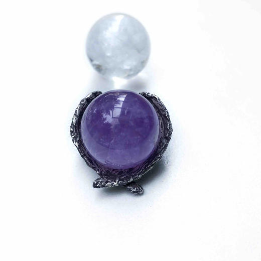 天然水晶球迷你手工银托 商品图5