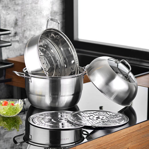 XYBXG-288565不锈钢二层三层蒸锅 大容量两层汤蒸锅厨房锅具 商品图1