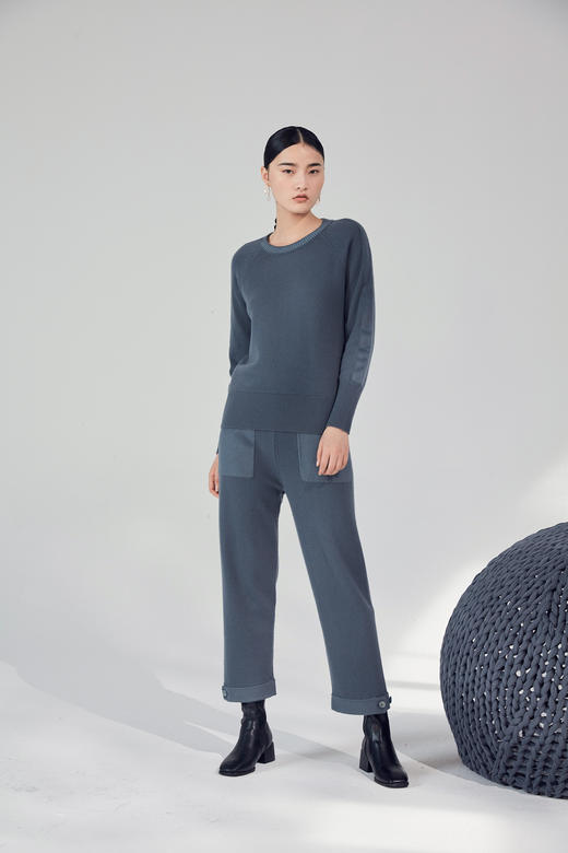  秋冬 圆领加厚羊绒针织女套衫 SJF92W166N 商品图5