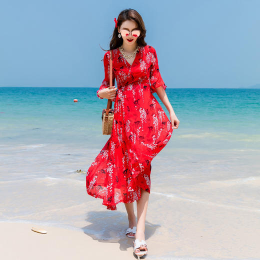 WZNH-ARX5818新款海边度假波西米亚长款超仙甜美连衣裙 商品图2