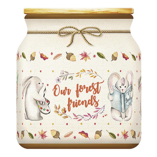 96片 收纳罐拼图 塑料拼图 BB1002 森林好朋友-兔子与松鼠 商品图1