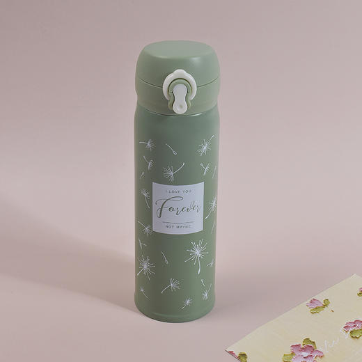 【500ml大容量】小清新ins文艺羽毛保温杯弹跳盖韩版男女学生水瓶网红304不锈钢保温杯JJ20918 商品图3