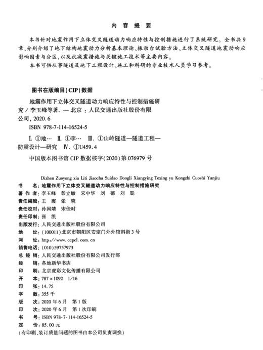 地震作用下立体交叉隧道动力响应特性与控制措施研究 商品图3