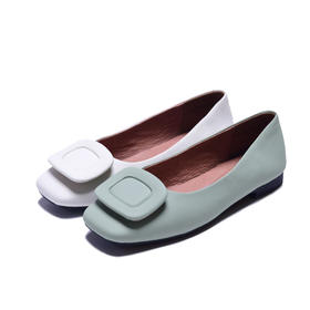西村名物2020秋季新款复古优雅舒适净版方头芭蕾舞鞋X20CE30321