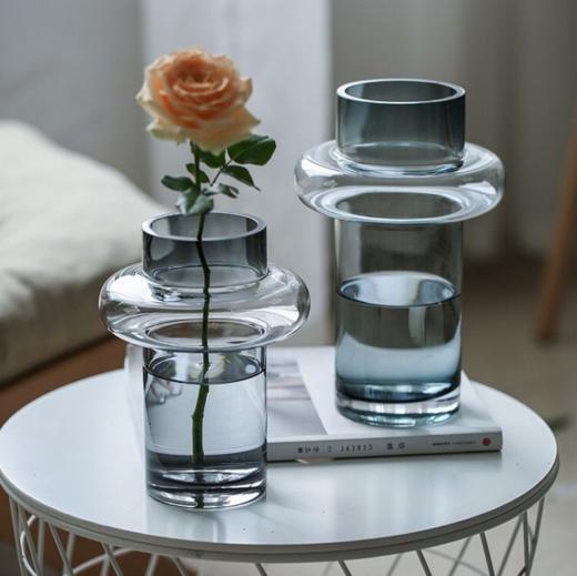 【创意摆件】*北欧轻奢灰色玻璃花瓶现代软装水培插花艺套装客厅餐桌装饰品摆件 商品图0