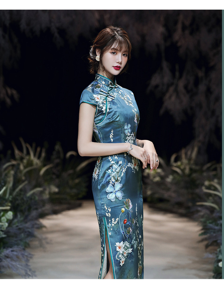 复古修身时尚日常改良丝绸旗袍gr5620