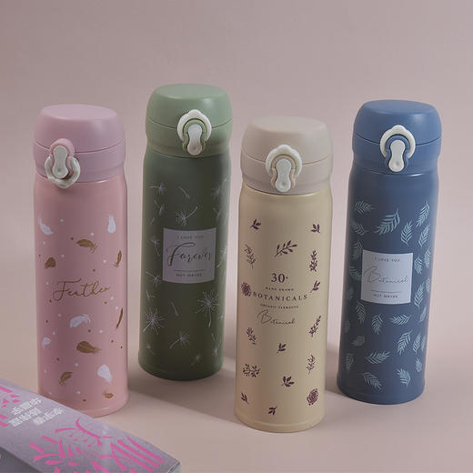 【500ml大容量】小清新ins文艺羽毛保温杯弹跳盖韩版男女学生水瓶网红304不锈钢保温杯JJ20918 商品图0