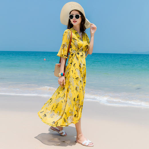WZNH-ARX5818新款海边度假波西米亚长款超仙甜美连衣裙 商品图1