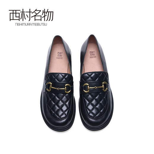 西村名物2020秋季新品时尚简约舒适金属装饰中跟乐福鞋X20CM30131 商品图2