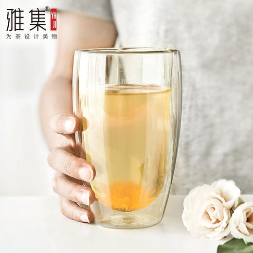 雅集 双层加厚极简杯 耐热双层玻璃杯 透明杯咖啡杯绿茶杯 450ml 商品图0